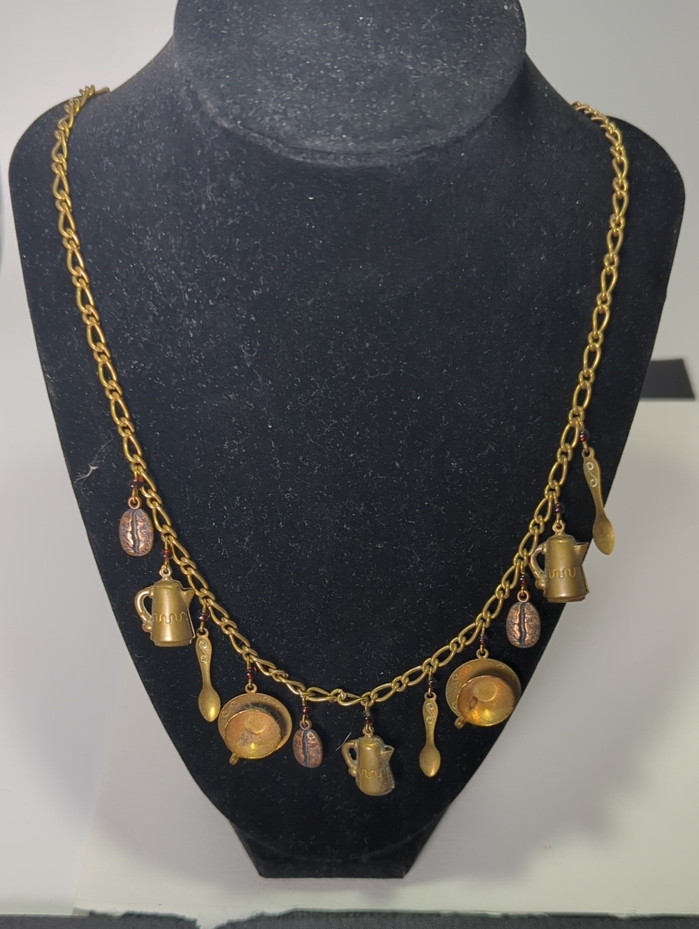 Vintage Brass Coffee Necklace 25" Pididdily Links